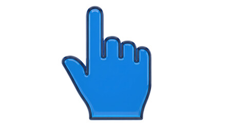 Fototapeta premium Digital Pointer: A stylized, azure digital pointer hand, poised with an index finger, subtly indicating a selection or a call to action. This versatile icon is an essential for design elements.