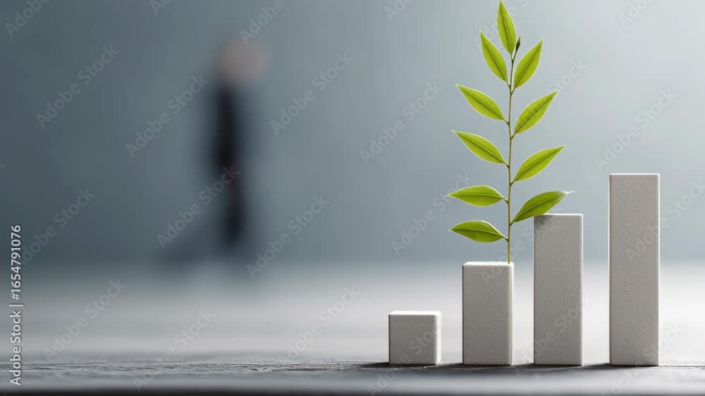 Poster growth concept with abstract chart and person silhouette in background for business representation