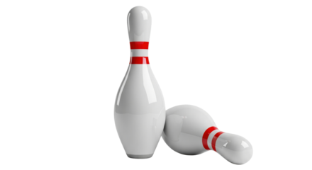Bowling Pins: Two bowling pins stand as symbols of the sport of bowling. The image captures the essence of recreational activity, featuring classic bowling equipment.