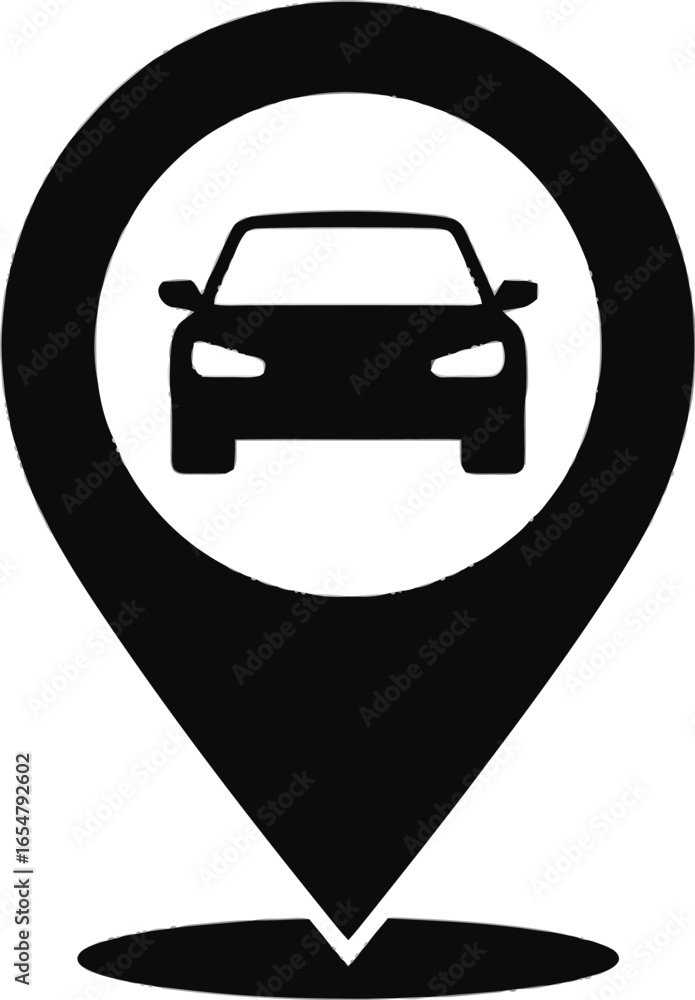 Poster minimalist black and white abstract geometric design with location pin element suitable for branding