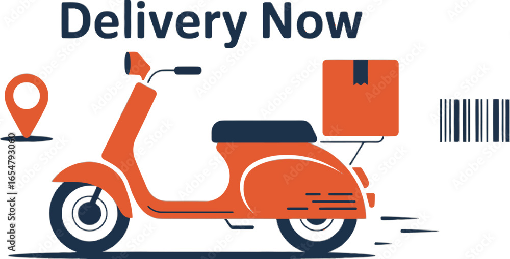 Poster minimalist illustration of a delivery service with a simple graphic element and clean background