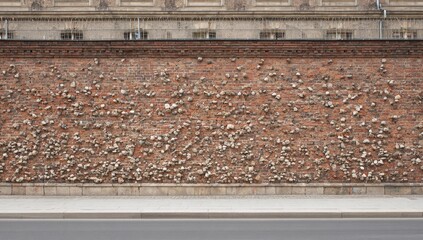 Exterior brick wall with embedded stones