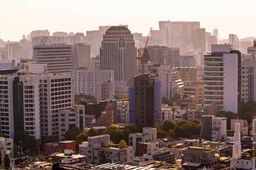 Seoul cityscapes, skyline, high rise office buildings and skyscrapers with blue sky and cloud in...