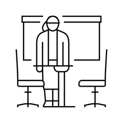 meeting room setup office assistant line icon vector illustration