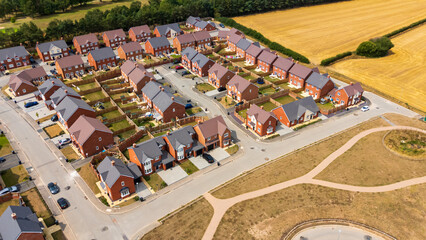 New homes built on an estate in a rural setting, Brand new UK residential property