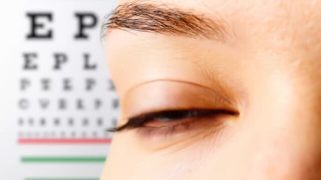 Eye Exam: Close-up of Eye with Vision Test Chart