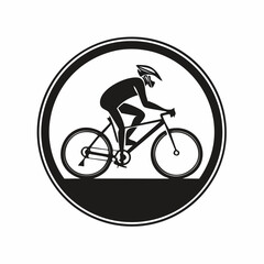 Riding Bike in Circle Logo Template vector image isolated on white background.