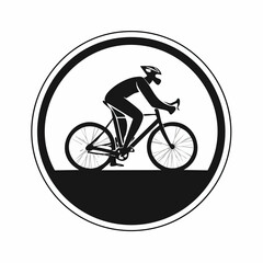Riding Bike in Circle Logo Template vector image isolated on white background.