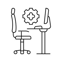 ergonomics employee health line icon vector illustration