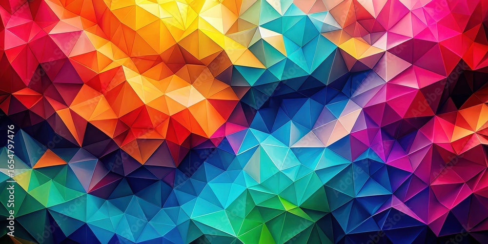 Poster abstract colorful triangular mosaic pattern background a vibrant low poly design for digital and pri