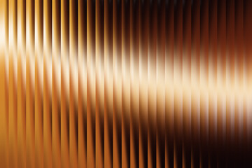 Abstract copper metallic Light Wave under transparent glass texture