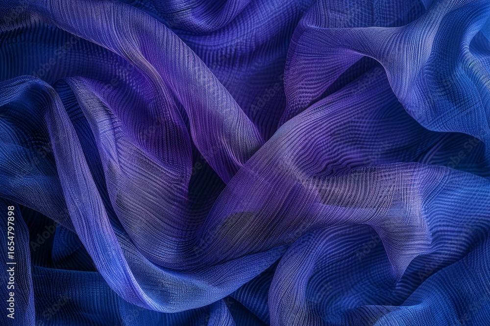 Aufkleber a close-up view of a shimmering, draped fabric with a gradient of deep blues and purples, showcasing