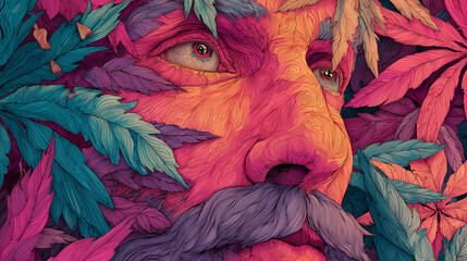 90s Inspired Psychedelic Cannabis Art Illustration
