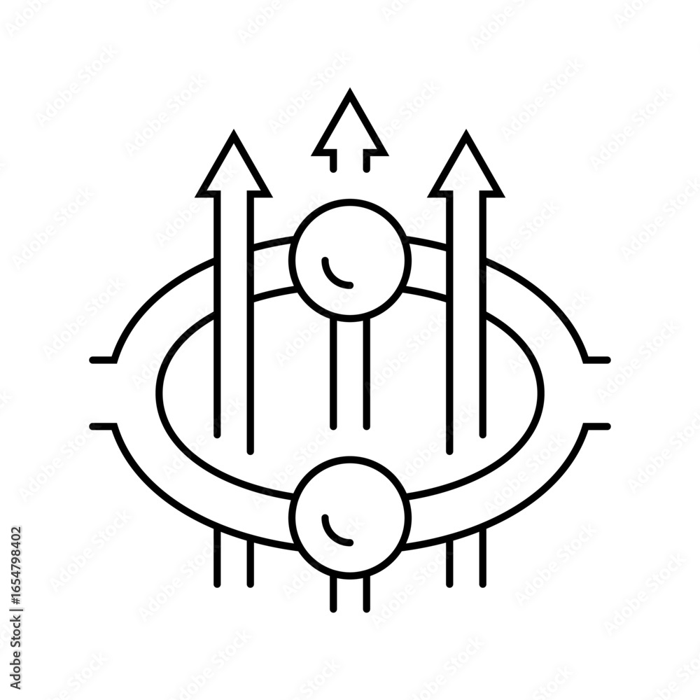 Aufkleber superconducting loop quantum computer line icon vector illustration