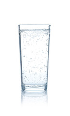 Refreshing soda water in glass isolated on white