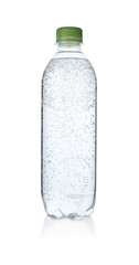 Refreshing soda water in plastic bottle isolated on white