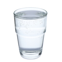 Refreshing soda water in glass isolated on white