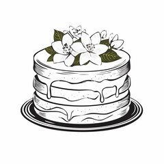 Delicious Double Layer Vanilla Cake image vector isolated on white background.