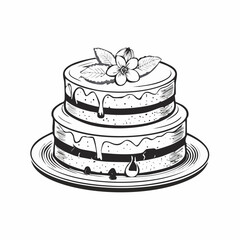 Delicious Double Layer Vanilla Cake image vector isolated on white background.
