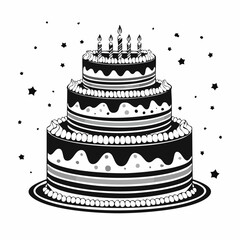 Birthday cake image vector. Layer Cake Image Vectors and Vector Art isolated on white background.
