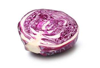Half of fresh red cabbage isolated on white