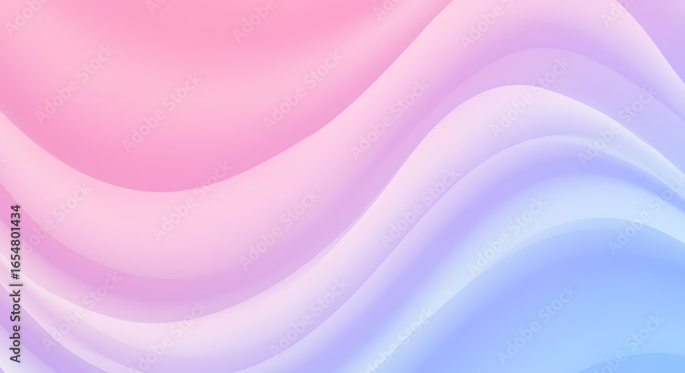 Poster a dreamy pastel background with soft waves transitioning from pink to blue in a smooth gradient effe