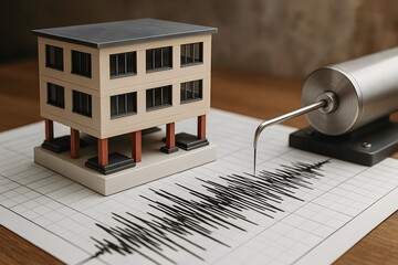Earthquake test measuring the stability of building construction. 