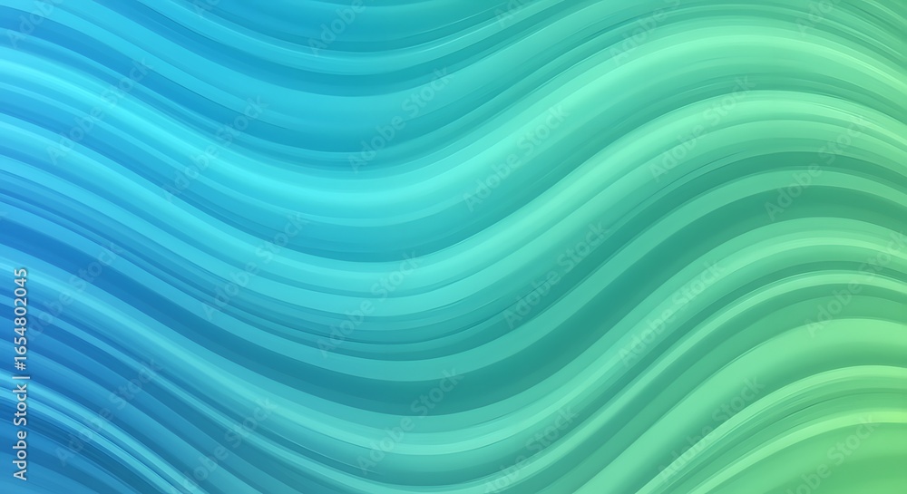 Poster abstract background with wavy lines in shades of blue and green creating a smooth gradient effect