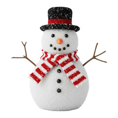 A Happy Snowman Decoration, Cut Out, Clipping Path Isolated on a Transparent PNG Background.