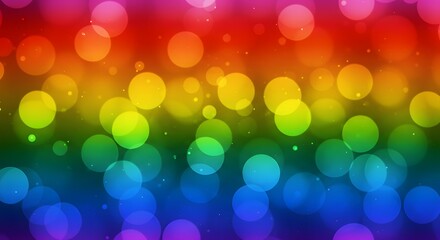 Fototapeta premium A vibrant rainbow gradient background with bokeh effect and sparkling light particles scattered around it