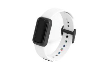 Compact fitness wristwatch isolated on transparent background