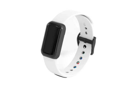 Compact fitness wristwatch isolated on transparent background