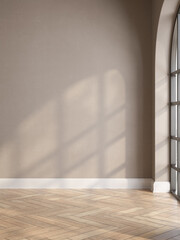 Empty modern interior room boho style 3d illustration