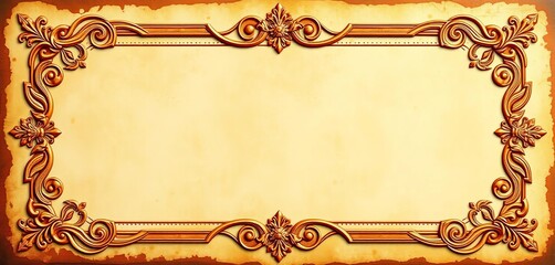 Ornate vintage vector frame with faded edges and distressed texture,  brown,  digital art