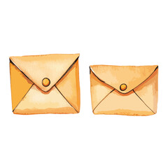 Watercolor Envelopes Two Detailed Artistic Letters with Button Closures