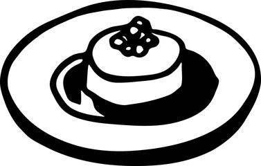 A hand drawn illustration of plate of foie gras Christmas holidays