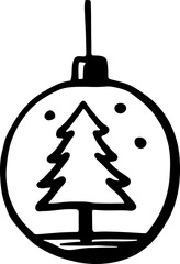 A hand drawn illustration of pine tree ball Christmas holidays