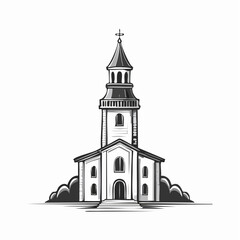 Church Tower Vector Art, Icons, and Graphics isolated on white background.