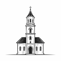 Church Tower Vector Art, Icons, and Graphics isolated on white background.