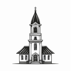 Church Tower Vector Art, Icons, and Graphics isolated on white background.