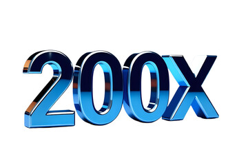 200x with Blue Color Isolated on Transparent Background, 3D Render of Number and Letter Icon for Double and Bonus Concept