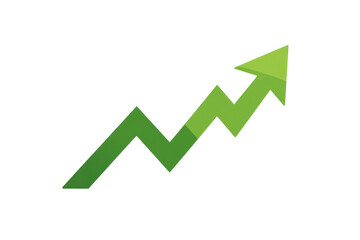 Green Arrow Upward Graph Stock Market Growth, Business Profit and Financial Success Concept isolated on transparent background Remove png, Clipping Path, pen tool