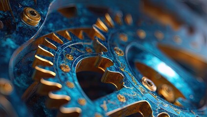 Close-up view of intricate clockwork gears