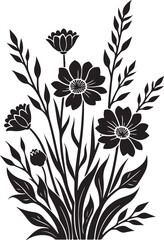 “Wildflower Silhouette Border Design”