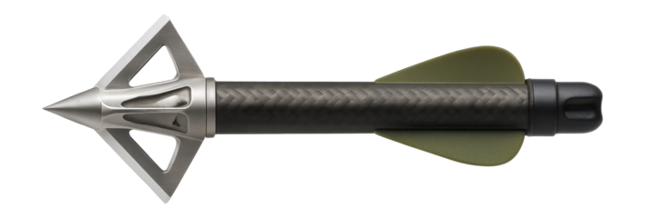 Short carbon crossbow bolt with broadhead for tactical use