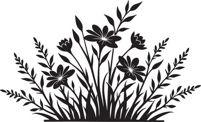 “Wildflower Silhouette Border Design”