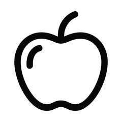 Simple black outline of a fresh apple with a stem