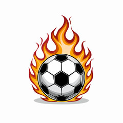 Fototapeta premium Soccer ball on fire flames Monochrome vector illustration om white background.