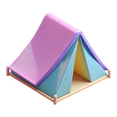 3D Pastel Camping Tent – Cute Glossy Outdoor Shelter Illustration