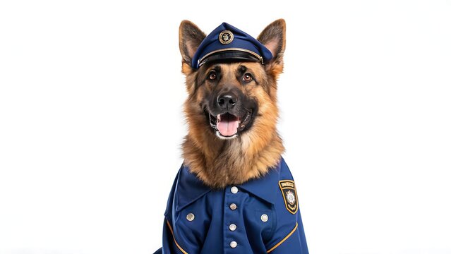 shepard dog in policeman uniform